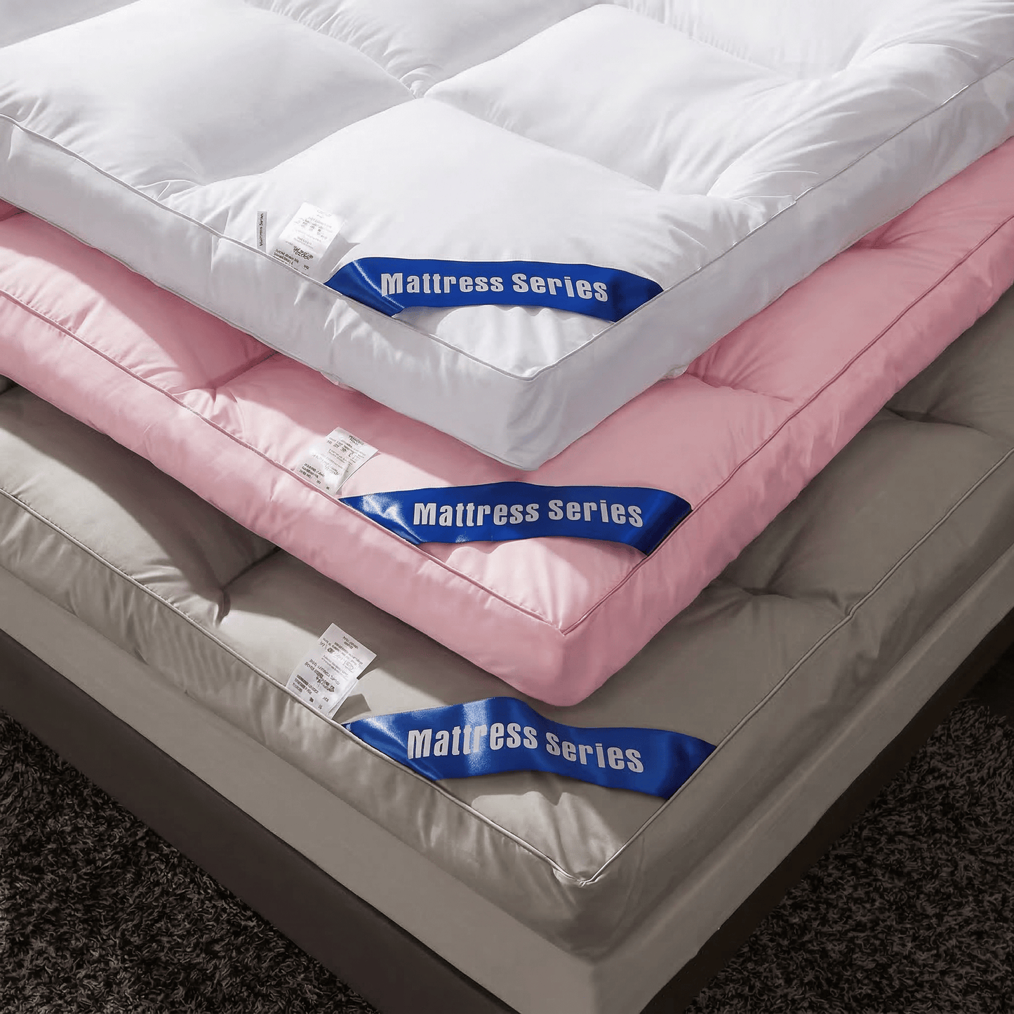 Différentes couleurs et finitions de la collection de surmatelas - Tenrai