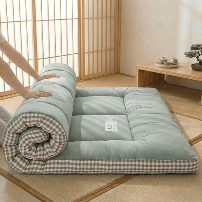 surmatelas futon fibre de soja vert roulé, ambiance japonaise naturelle - Tenrai