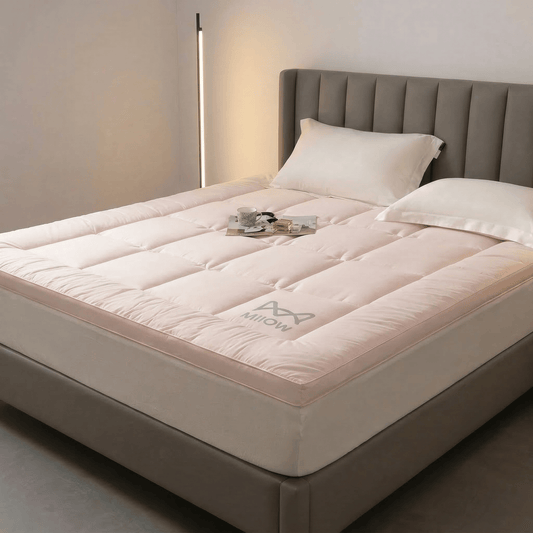 surmatelas futon confort plus rose sur lit double, soutien renforcé - Tenrai